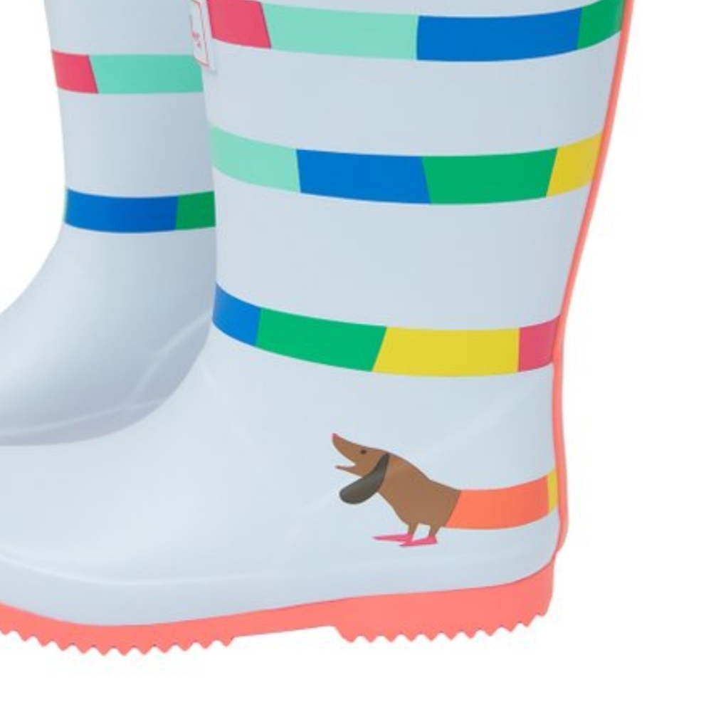 Joules JNR Roll-Up Light Blue & Red Rainbow Dog Rain Boot Toddler Girls 9 - Picture 6 of 9